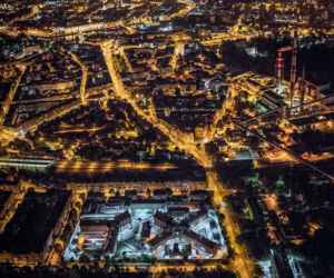 Wrocław nocą z lotu ptaka