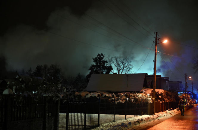 Pożar hali magazynowej w Skawinie