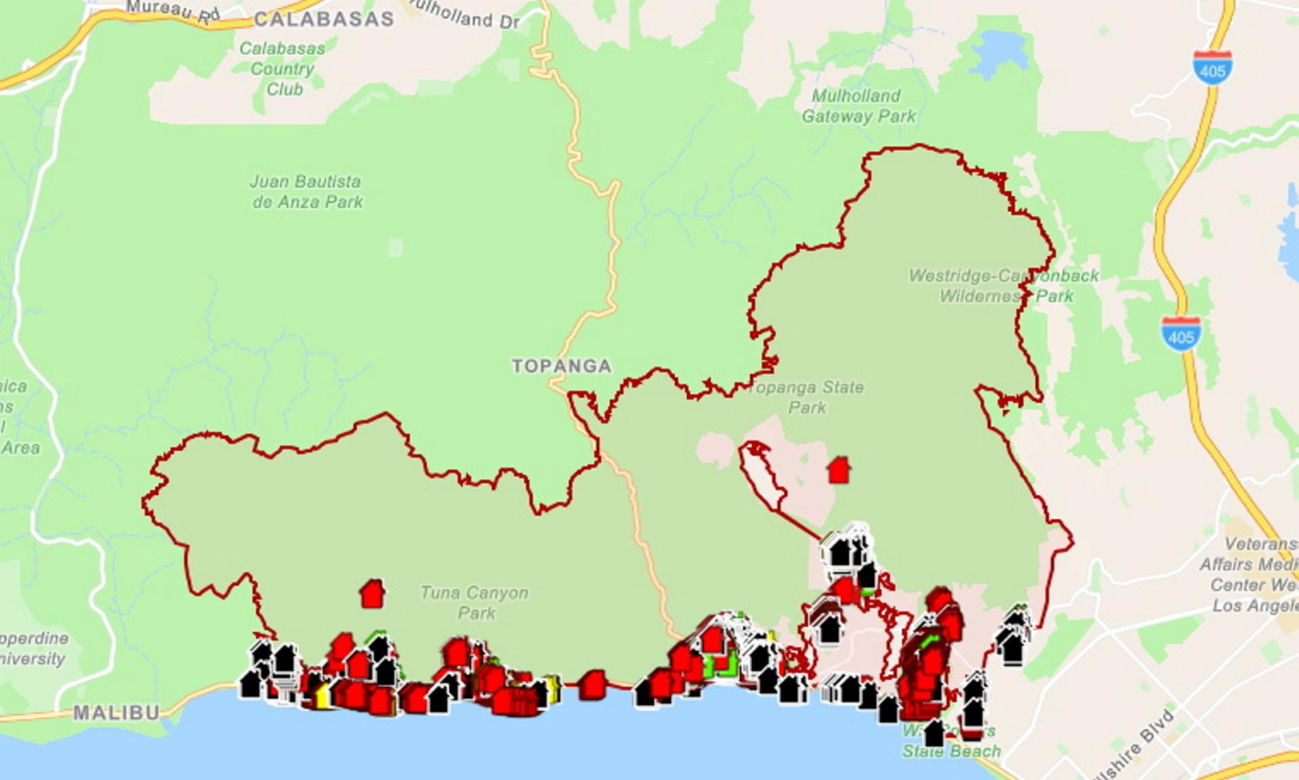 Przerażająca mapa pokazuje skalę zniszczeń w LA