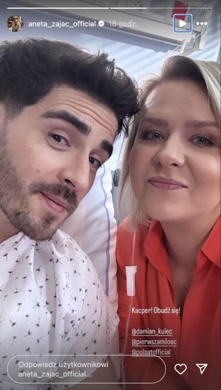 Pierwsza miłość. Marysia (Aneta Zając), Kacper (Damian Kulec) na planie