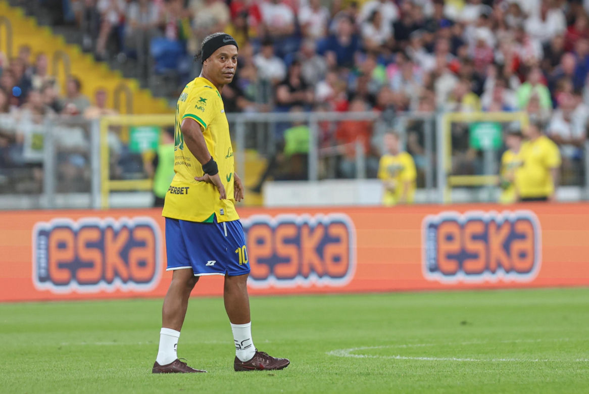 Ronaldinho na Stadionie Śląskim w meczu gwiazd Polska - Brazylia