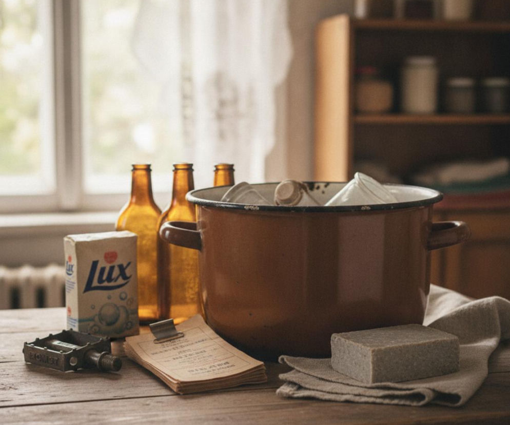 Przedmioty z okresu PRL-u, m.in. proszek Lux, szare mydło i kartki na żywność. O kultowych produktach przeczytasz w Eska.