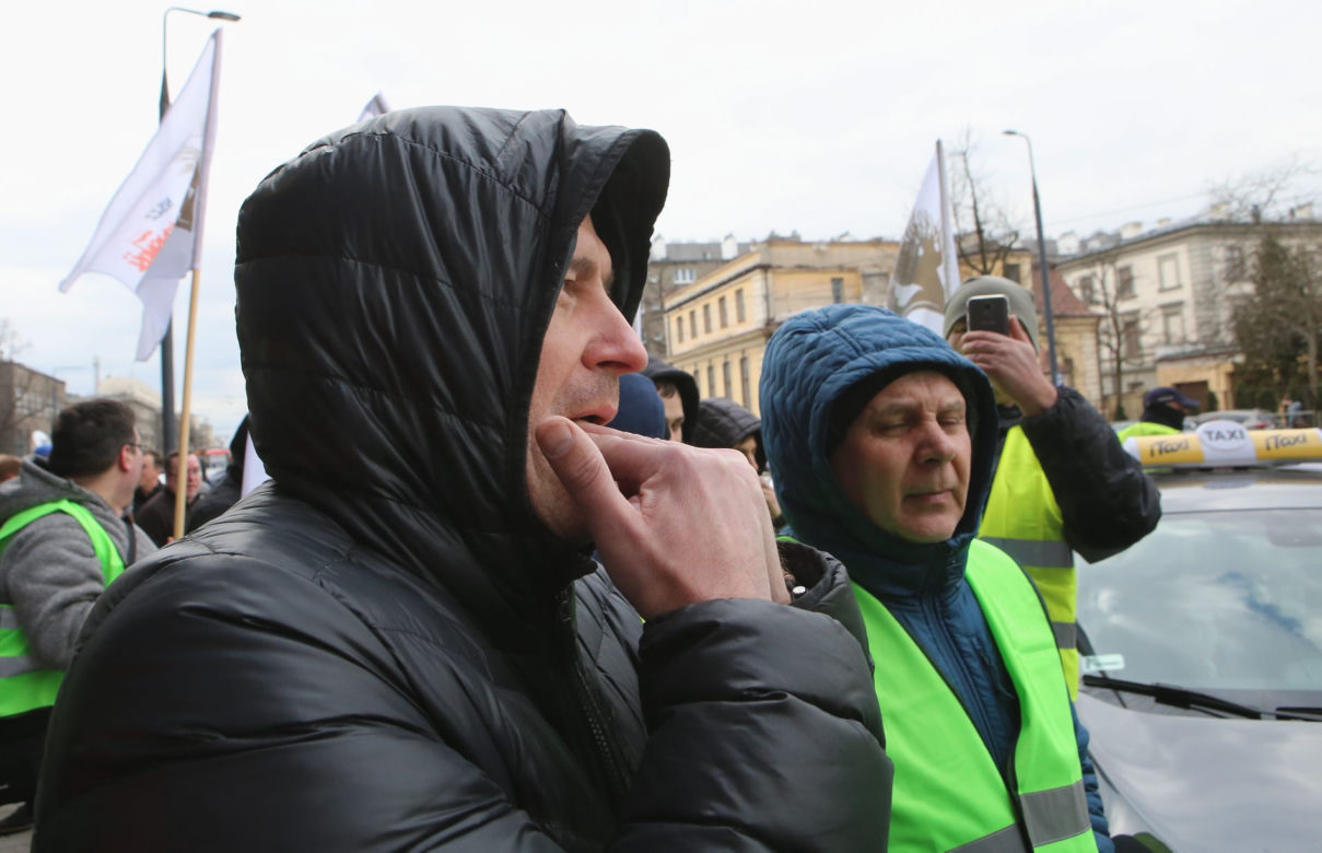 Protest taksówkarzy w Warszawie