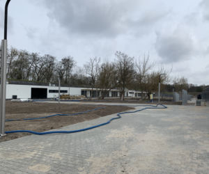 Budowa schroniska przy ul. Kobylepole w Poznaniu (kwiecień 2021)