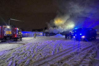 Pożar przy ul. Bakalarskiej w Warszawie