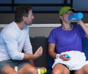 Iga Świątek i Wim Fissette. Nerwy na treningu