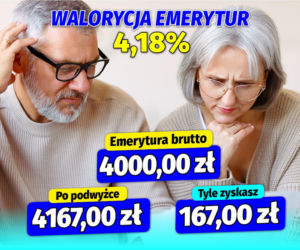 Waloryzacja emerytur 4,18 proc.