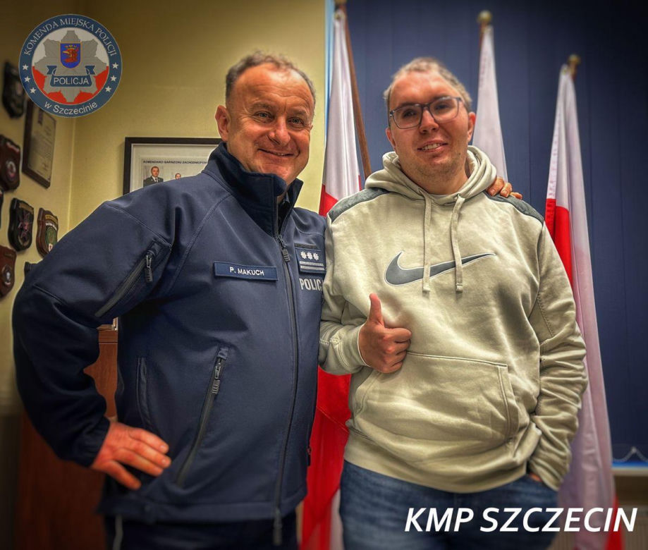 Kuba Znojek odwiedził szczecińskich policjantów