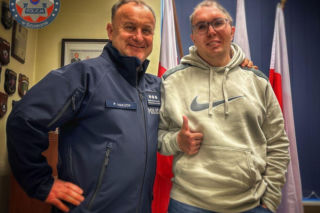 Kuba Znojek odwiedził szczecińskich policjantów