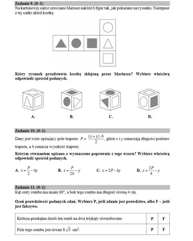 Egzamin ósmoklasisty 2020 matematyka - ARKUSZE CKE, ODPOWIEDZI, ZADANIA