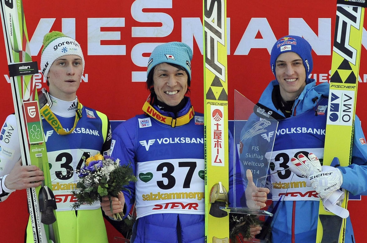 Noriaki Kasai w 2014 roku. Zwycięstwo w Bad Mitterndorf