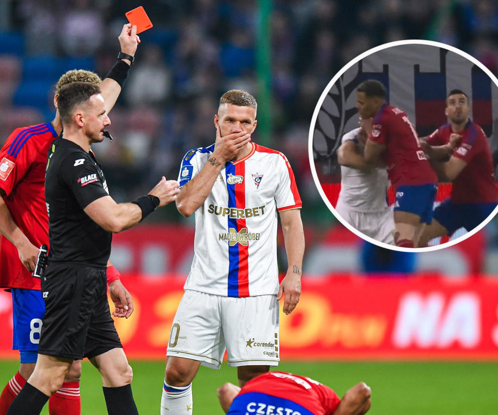 Czerwona kartka dla Łukasza Podolskiego. Zdecydowana odpowiedź uderzonego piłkarza Rakowa