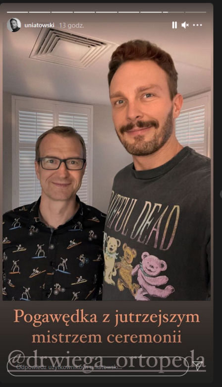 Sławek Uniatowski (Leszek z M jak miłość) na Instagramie z lekarzem, który będzie go operował