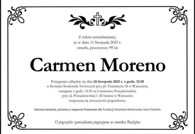 Carmen Moreno - nekrolog