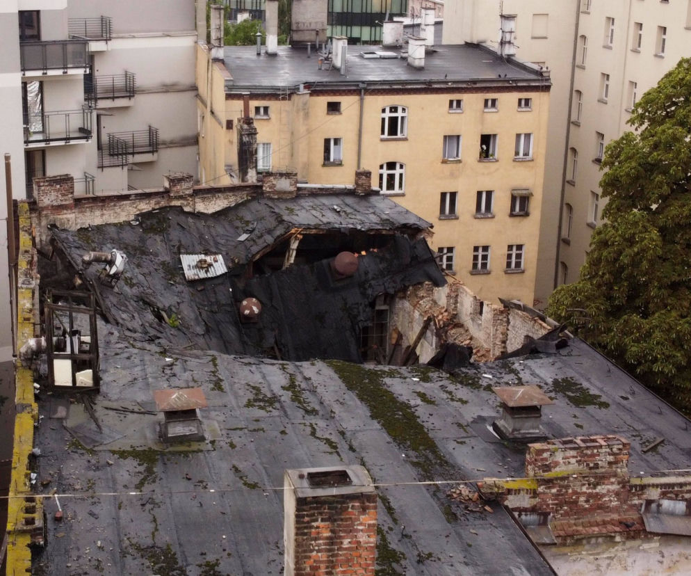 Zawalony budynek we Wrocławiu 