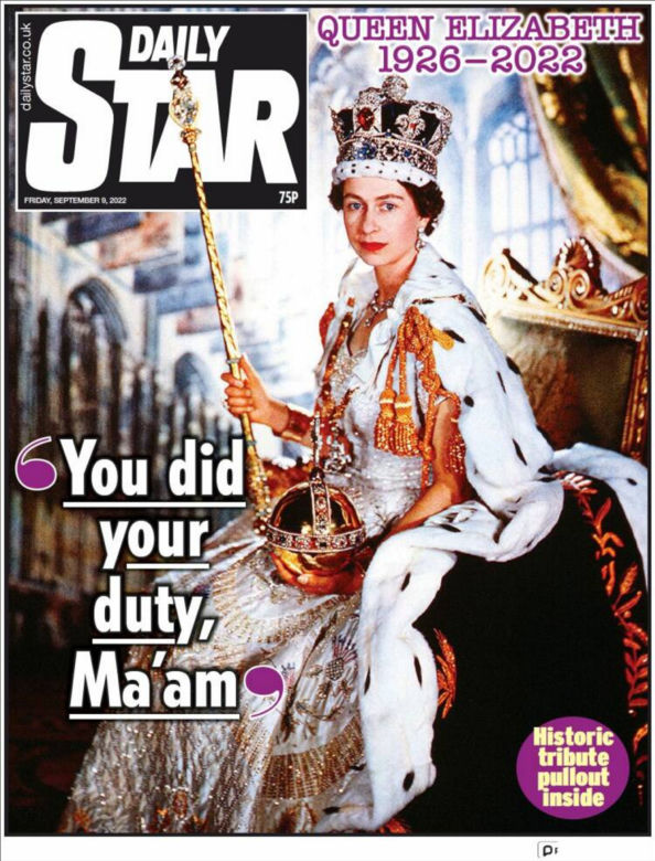 Brytyjskie i światowe okładki po śmierci Elżbiety II. Tak świat płacze po śmierci. Galeria