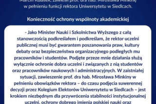 Rektor Uniwersytetu w Siedlcach Mirosław Minkina zawieszony w obowiązkach!