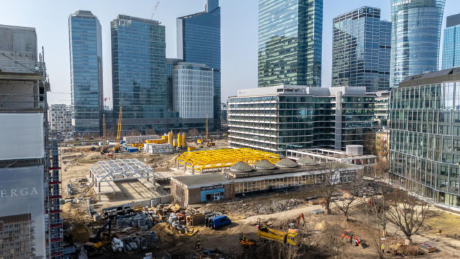 Budowa wieżowca AFI Tower w kompleksie Towarowa22