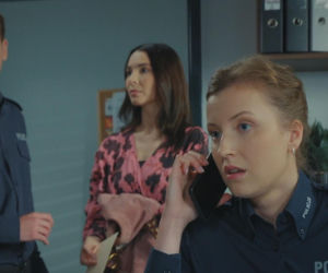 M jak miłość odc. 1894. Natalka (Dominika Suchecka), Adam Karski (Patryk Szwichtenberg), Paula (Marcelina Kieres)