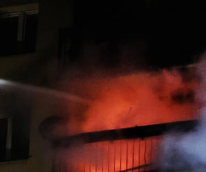 Pożar wieżowca w Cieszynie