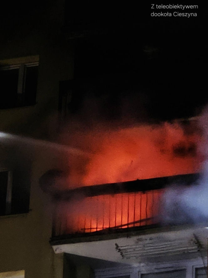 Pożar wieżowca w Cieszynie