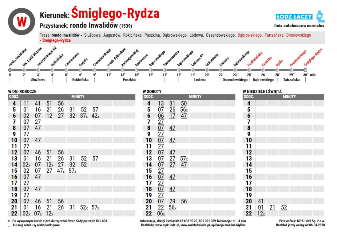 Linia W wydłużona do ronda Broniewskiego