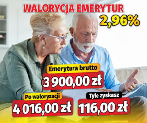 Waloryzacja emerytur 2,96 proc.