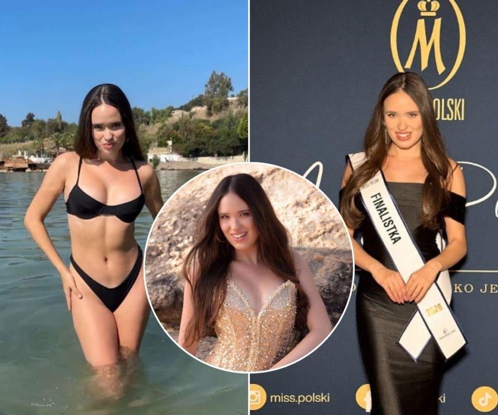Anna Krzesińska na trzech zdjęciach. W centrum na miniaturze w złotej sukni. O finalistce Miss Polski czytaj na Eska.