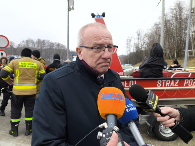 Symulacja akcji ratunkowej na zbiorniku Korzeń w Skrzyszowie