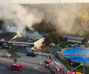 Pożar sklepu rowerowego przy Wale Miedzeszyńskim