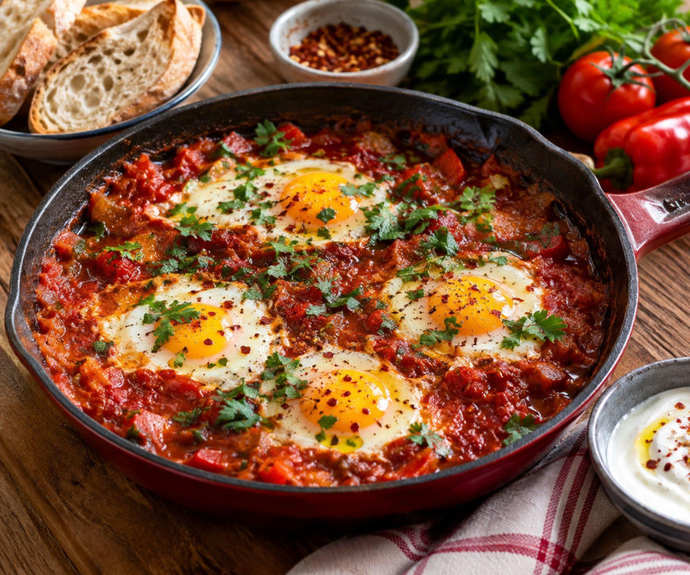 Szakszuka w 20 minut. Jajka gotuję w pomidorach z papryką, chili i kminem rzymskim