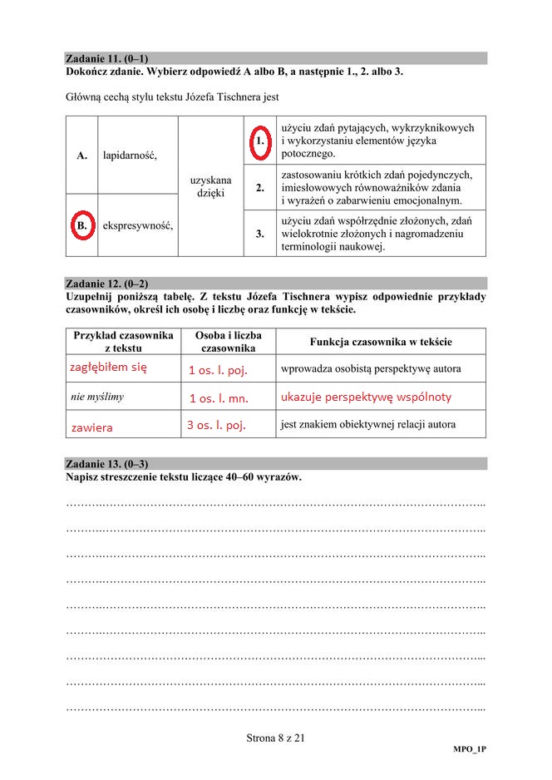 Arkusze CKE - matura j. polski - poziom podstawowy 8.06.2020 r. - ODPOWIEDZI