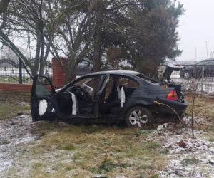 Drogowa makabra pod Siedlcami. Bmw walnęło w drzewo, auto rozpadło się na pół