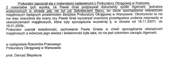 Prokuratura kryje Grasia