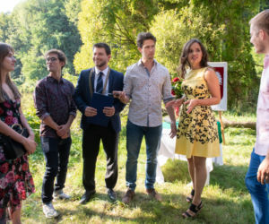 Na Wspólnej odc. 2970. Norbert (Michał Malinowski), Agata (Aleksandra Radwan), Bruno (Dawid Czupryński), Eliza (Katarzyna Chorzepa), Jarek (Wojciech Rotowski)