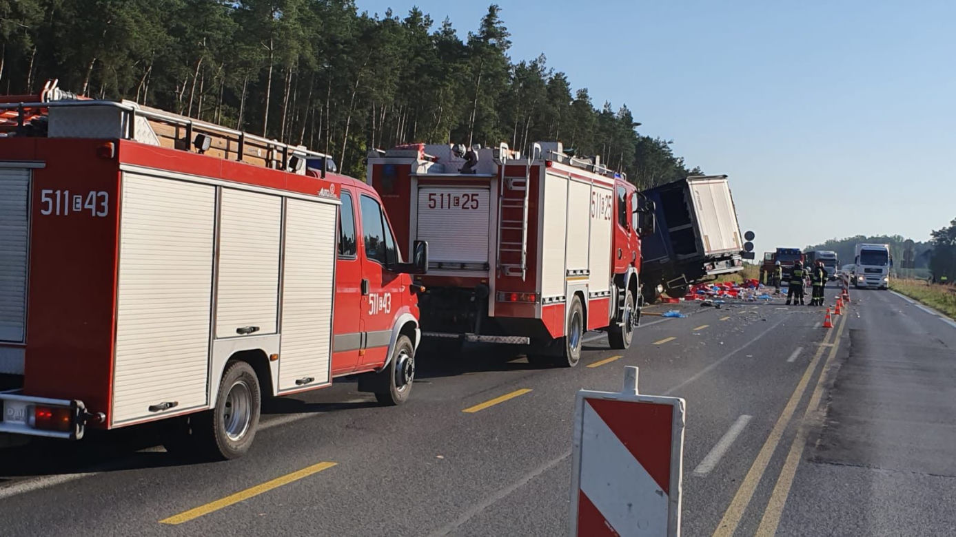 Łódzkie: Kilogramy MIĘSA na „Gierkówce”. TIR staranował busa [FOTO]