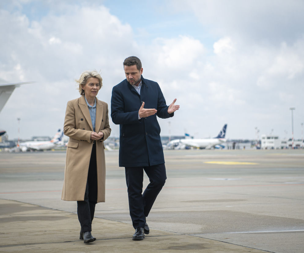 Rafał Trzaskowski i Ursula von der Leyen w Warszawie, 9.04.2022 r.