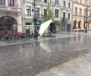 Krajobraz centrum Łodzi po burzy