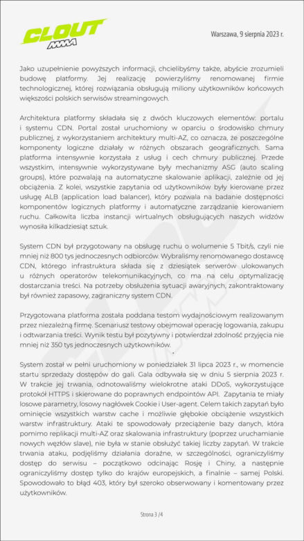 Clout MMA - raport z ataków hakerskich, podczas trwania gali