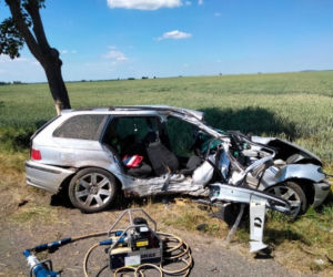 Nie żyje pasażer bmw, a kierowca walczy o życie! Auto roztrzaskało się o drzewo pod Działdowem [ZDJĘCIA]