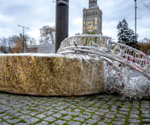 Iluminacja świąteczna 2016 Warszawa - montaż
