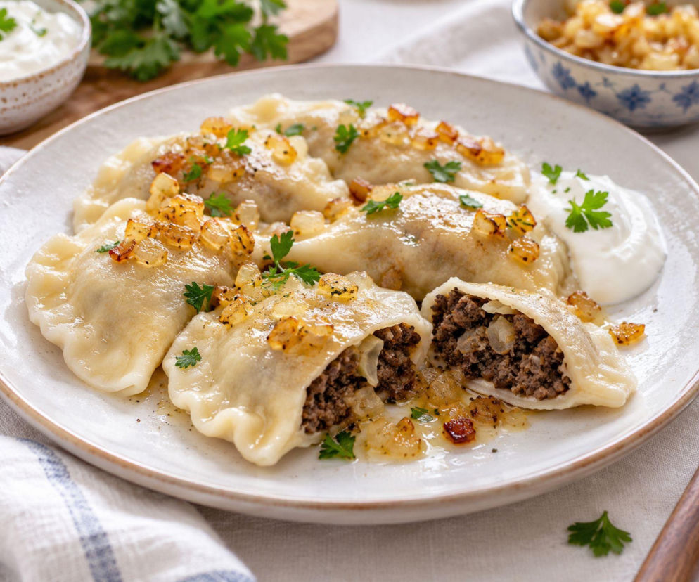 Pierogi z kaszanką. Do farszu dodaję kiszoną kapustę i majeranek, żeby ...