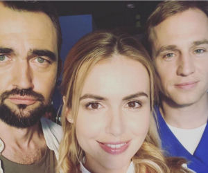Na dobre i na złe po wakacjach 2019. Hania Sikorka (Marta Żmuda Trzebiatowska), Michał Wilczewski (Mateusz Janicki), Antoni Kos (Marcin Przybylski)