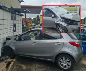 Wjechał w butle z gazem i maszynę na paczki. Doszło do rozszczelnienia