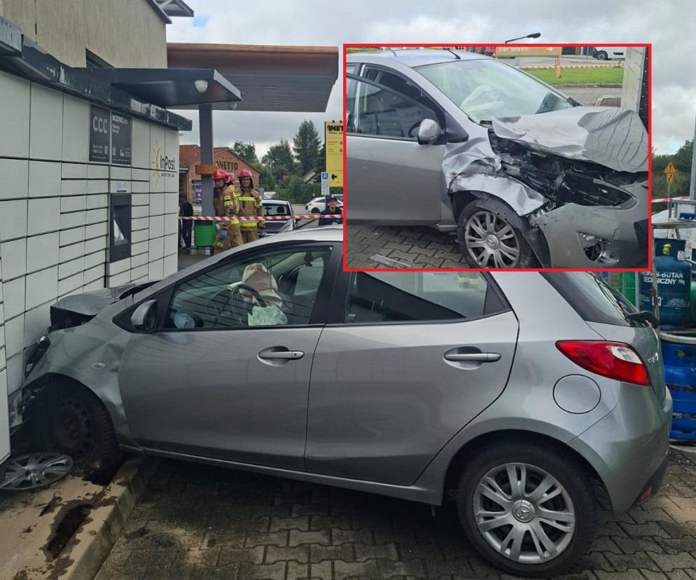 Wjechał w butle z gazem i maszynę na paczki. Doszło do rozszczelnienia