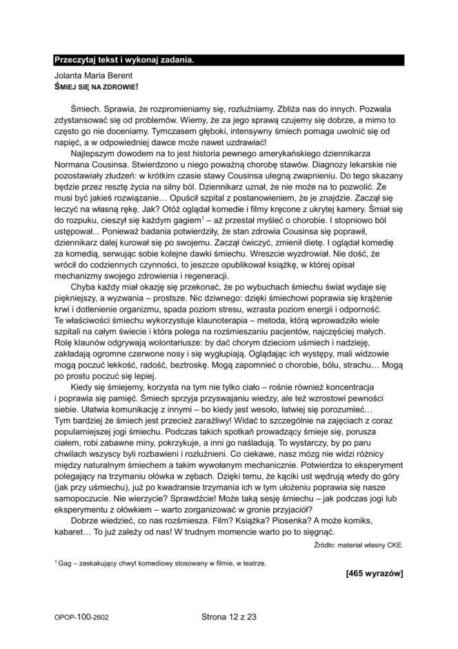 Próbny egzamin ósmoklasisty 2026 CKE: język polski, arkusze CKE, pytania i odpowiedzi