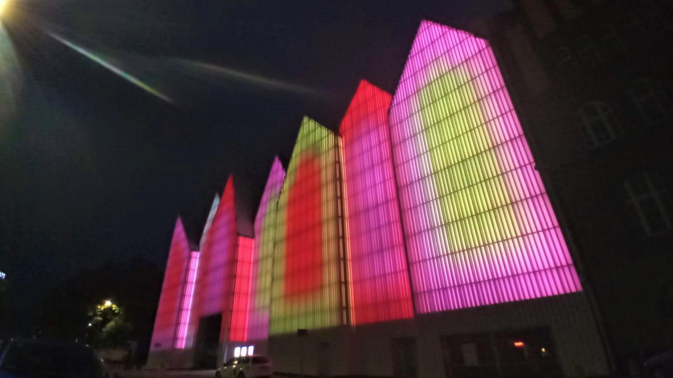 Pokaz iluminacji Filharmonii w Szczecinie z okazji Święta Muzyki