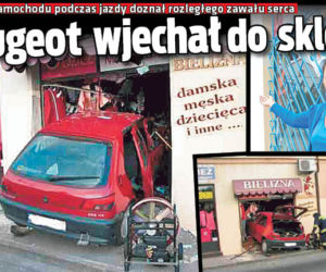 Peugeot wjechał do sklepu