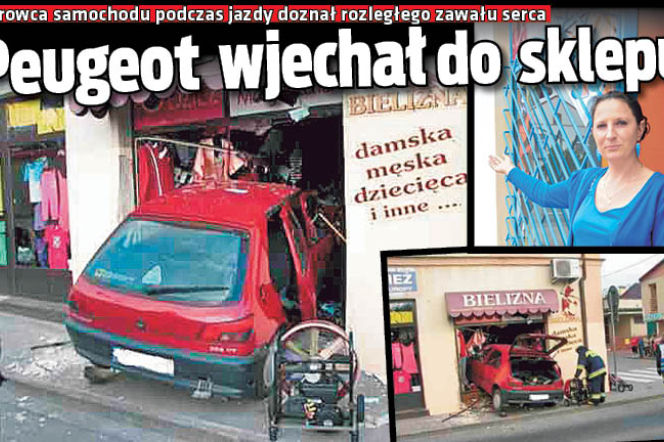 Peugeot wjechał do sklepu