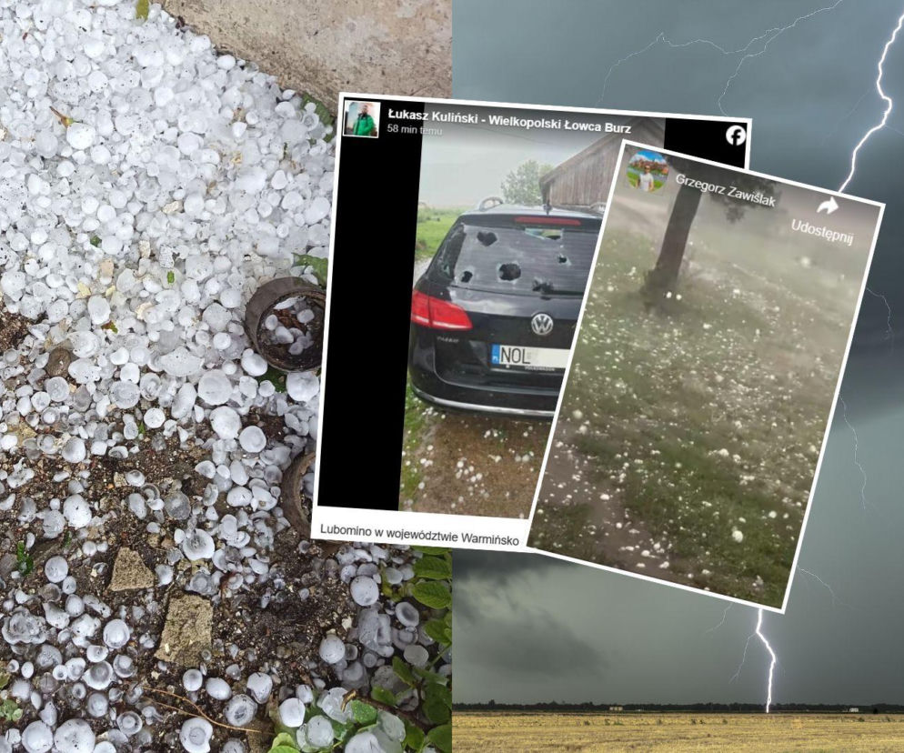 Nawałnice nad Polską. Ogromny grad niszczy dachy i auta na Mazurach!